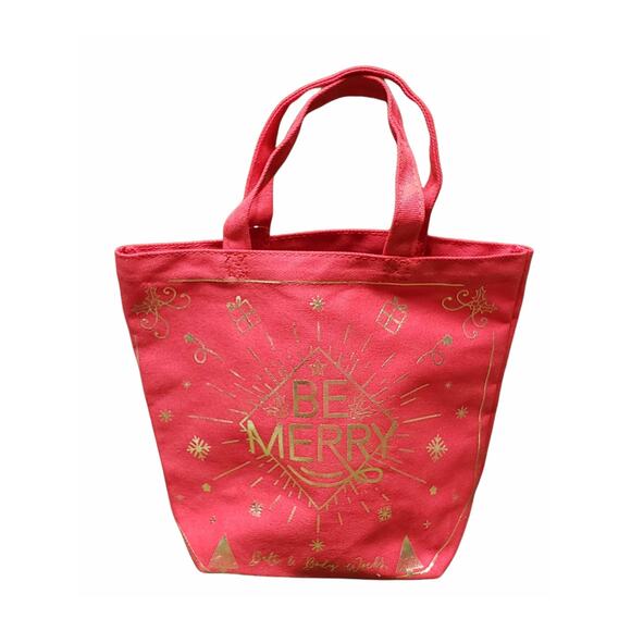 BBW Red & Gold BE MERRY CHRISTMAS Be Merry Holiday Gift Bags ☆ 2 Total - Picture 3 of 7